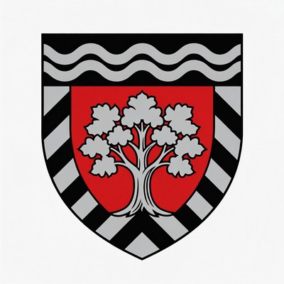 Red Shield with Silver Tree