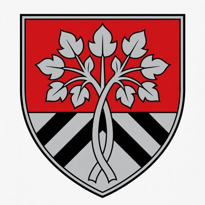 Red Shield with Silver Maple Leaves