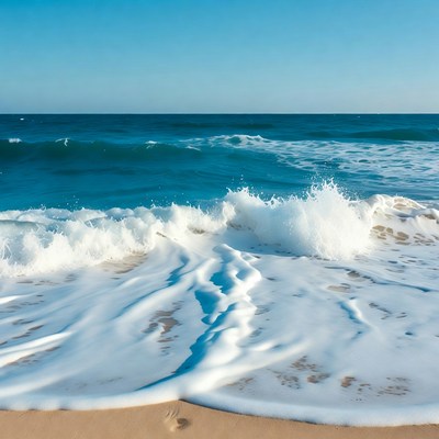 Ocean Waves Crashing on Sandy Beach