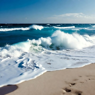 Ocean Waves Crashing on Sandy Beach