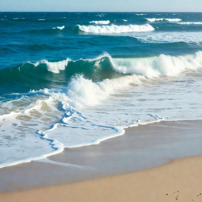 Ocean Waves Crashing on Sandy Beach