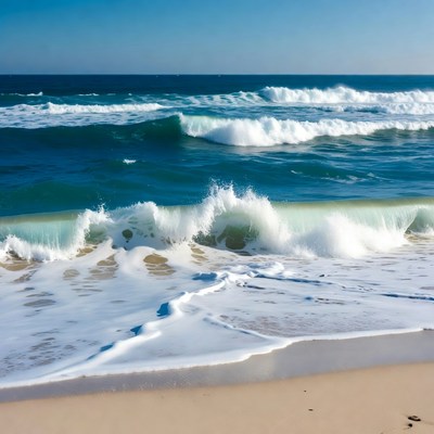 Ocean Waves Crashing on Sandy Beach