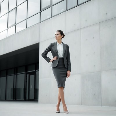 Businesswoman standing by modern building