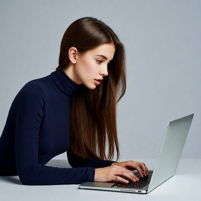Woman working on laptop