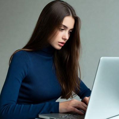 Woman typing on laptop