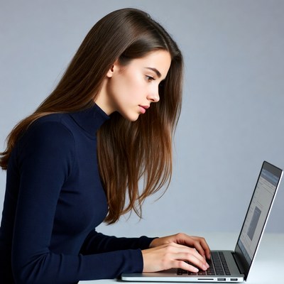Woman typing on laptop