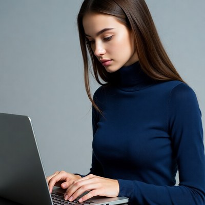 Woman typing on laptop