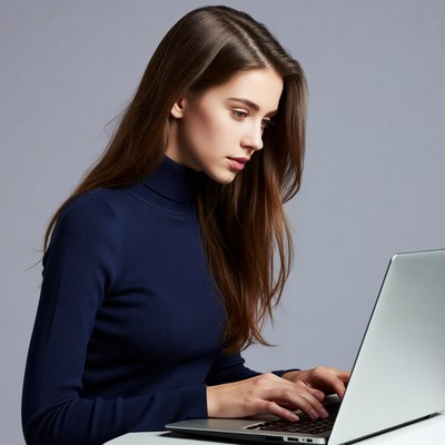 Woman working on laptop