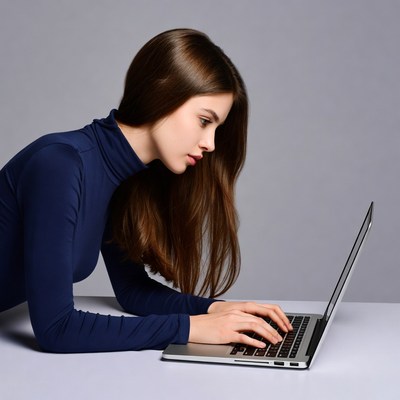 Woman typing on laptop