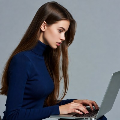 Woman typing on laptop