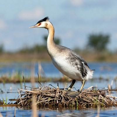 Great Crested Grebe on nest