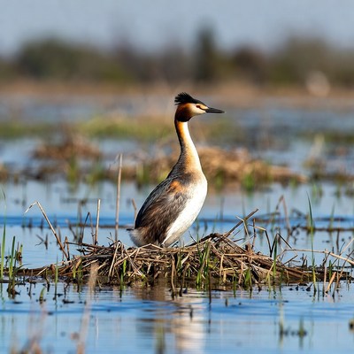 Great Crested Grebe on nest