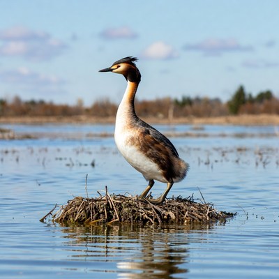 Great Crested Grebe on nest