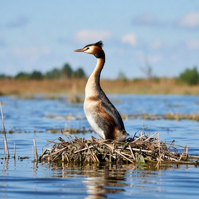 Great Crested Grebe on nest