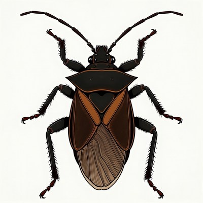 Black and orange shield bug illustration