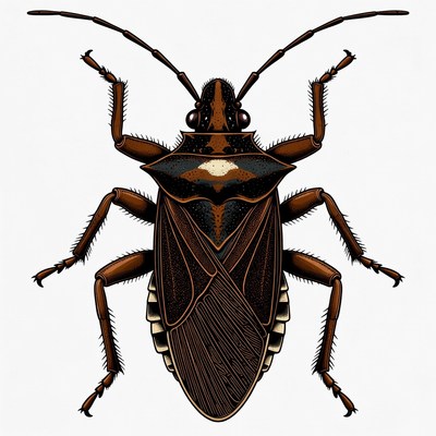 Detailed brown shield bug illustration