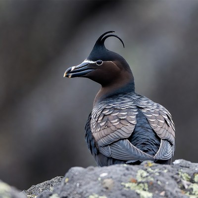 Crested penguin on rock