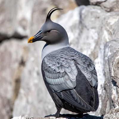 Crested Penguin on Rocky Shore
