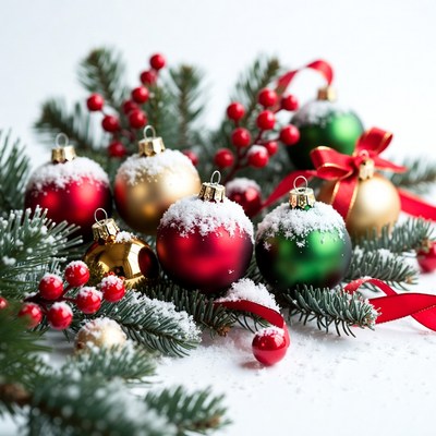 Christmas Ornaments with Pine Branches