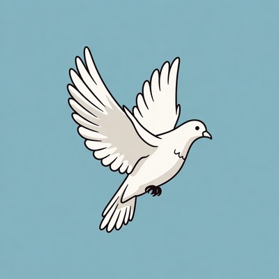 White Dove Flying Illustration