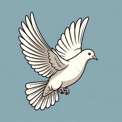 White Dove Flying Illustration