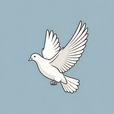 White Dove Flying Illustration