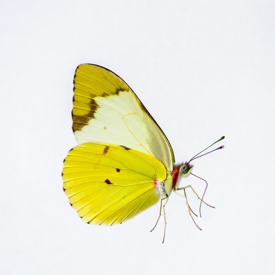 Yellow butterfly on white background