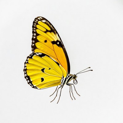 Yellow Butterfly on White Background