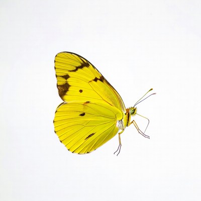 Yellow Butterfly on White Background