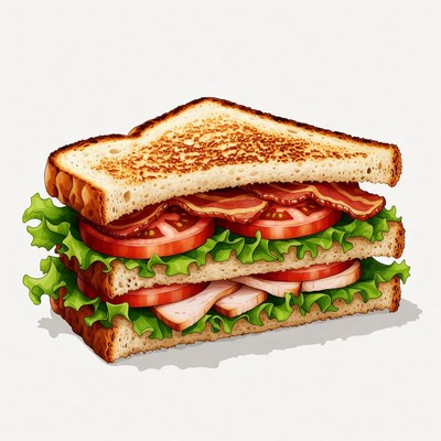 BLT Sandwich with Bacon Turkey Tomato