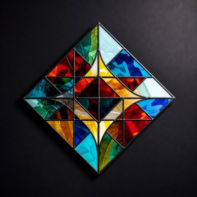 Colorful Stained Glass Diamond Panel