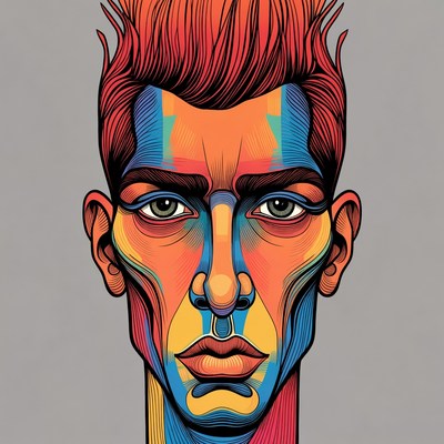Vibrant colorful portrait of man