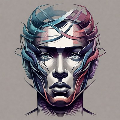 Abstract Cyber Woman Portrait