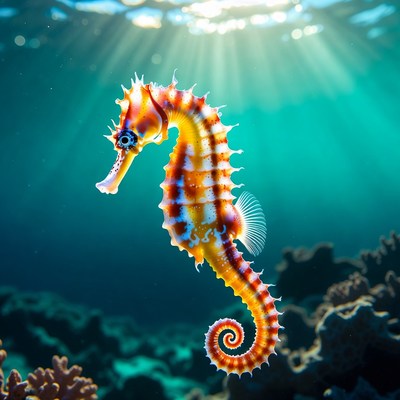 Colorful Seahorse in Underwater Scene