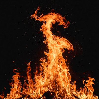 Fiery Flames Forming Dragon Shape
