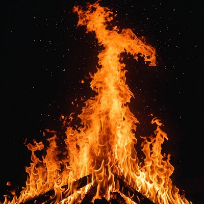 Blazing Fire on Black Background