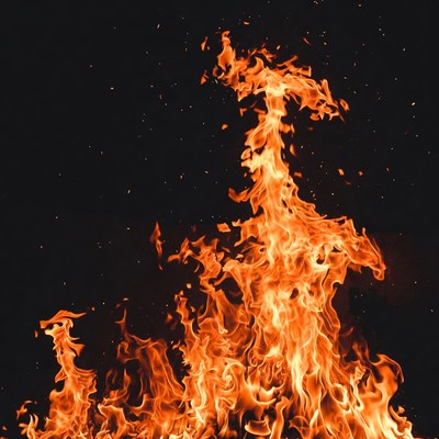 Fiery Flames on Black Background