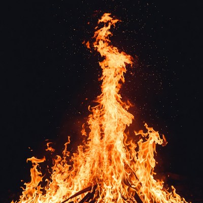 Blazing Fire Flames on Black Background