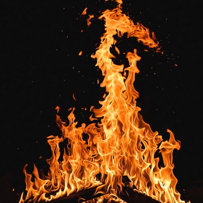 Burning Flames on Black Background