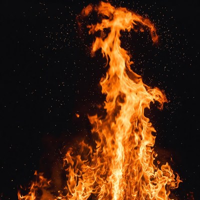 Fiery Flames on Black Background