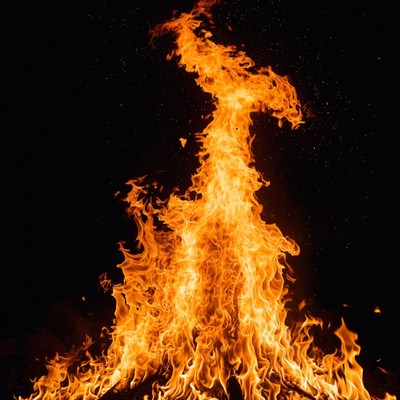 Blazing Fire Flames on Black Background