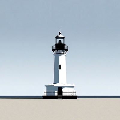 White lighthouse on beach
