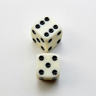 Two white dice on white background