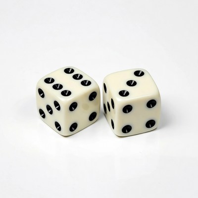 Two white dice on white background