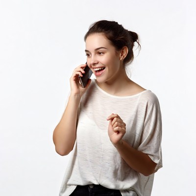 Young woman laughing on phone call