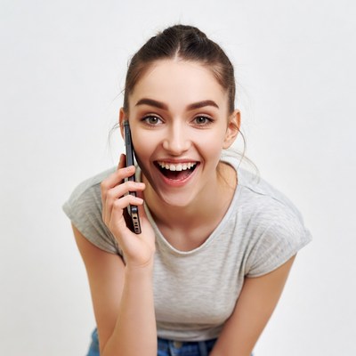 Young woman smiling on phone call