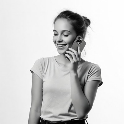 Young woman talking on iPhone