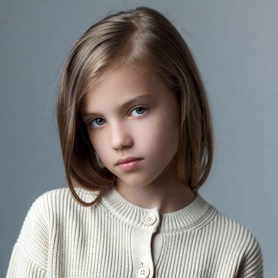 Young girl with serious expression