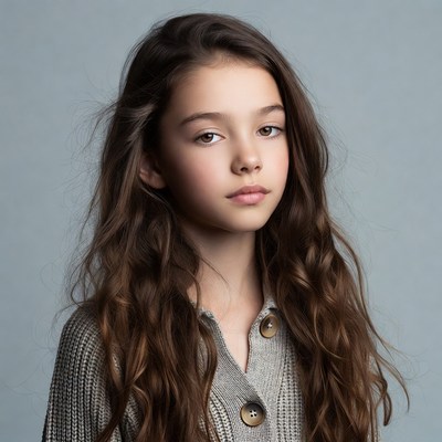 Young girl in gray sweater