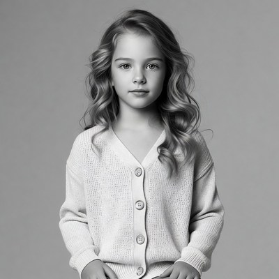 Young girl in white cardigan